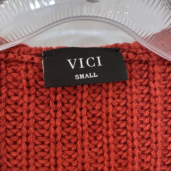 VICI Rust Distressed Zip Up Knit Hoodie - Picture 4 of 11